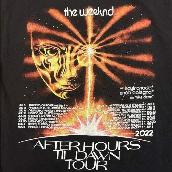 the weeknd after hours till dawn tour 2022 classic black graphics t-shirt - Picture 4 of 6